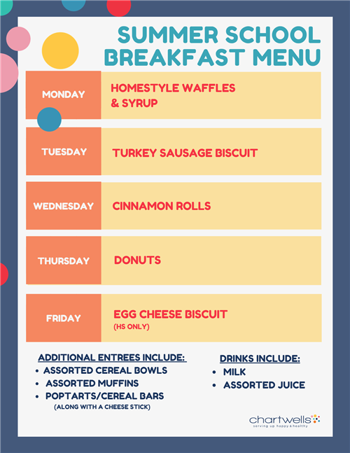 Summer School Breakfast Menu